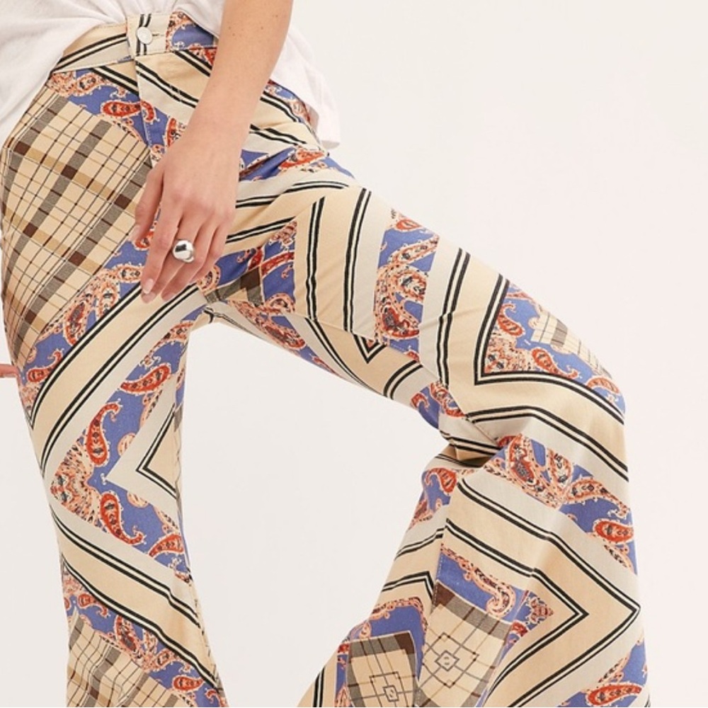 Free people just float on printed flare jeans